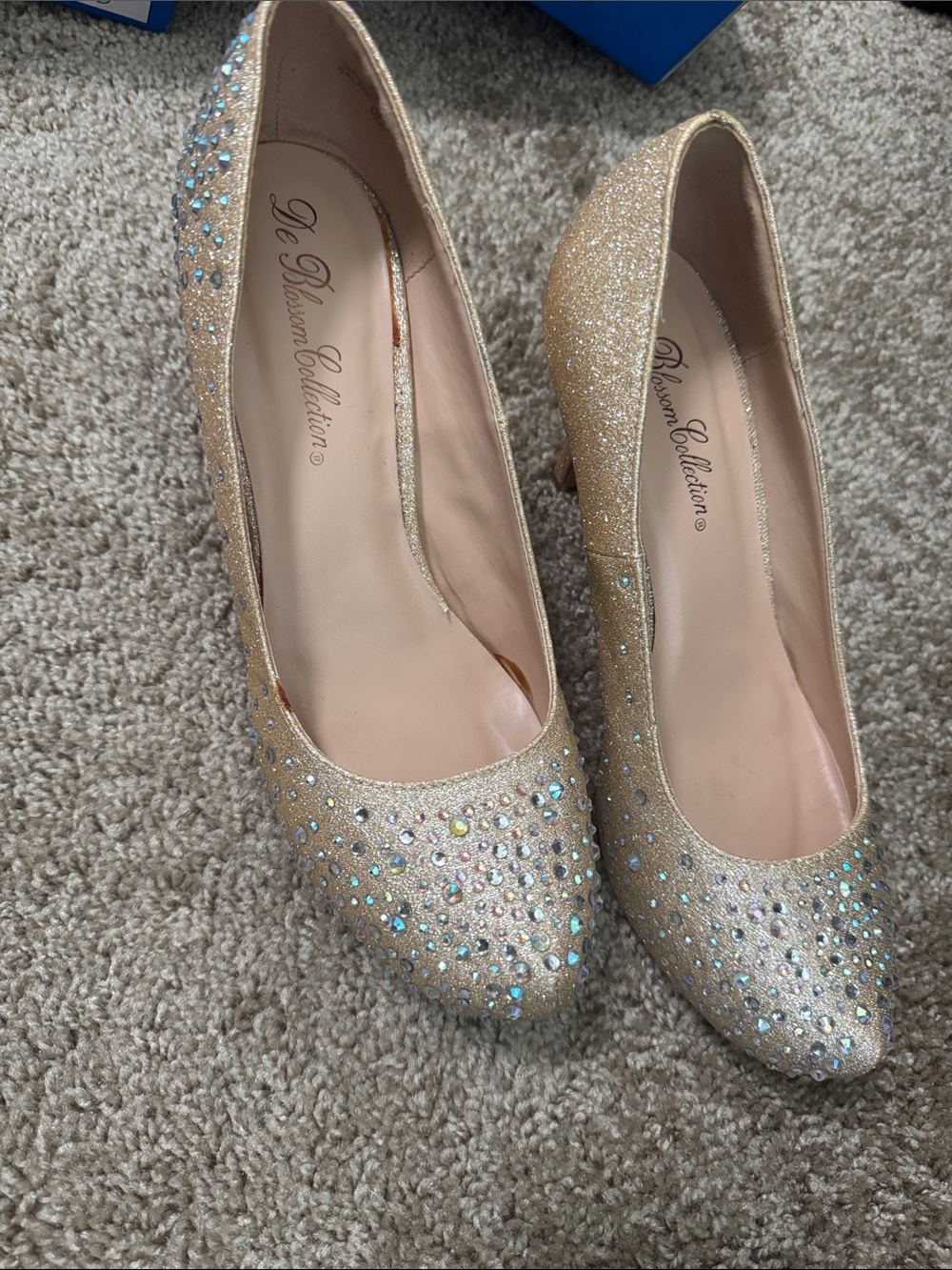 De Blossom Collection Gold Glitter Rhinestone Pumps
